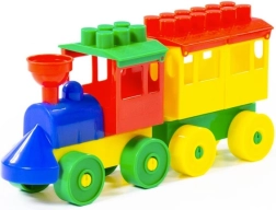 Set di costruzioni trenino con locomotiva e vagone