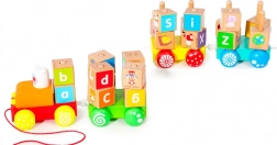 Treno in legno con blocchi educativi dell'alfabeto di Ecotoys
