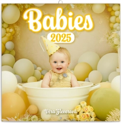 Calendario da parete con note Babies 2025 – Věra Zlevorová, 30 × 30 cm