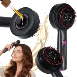 Spazzola elettrica massaggiante per cuoio capelluto con luce a infrarossi e applicatore di oli, USB, nera