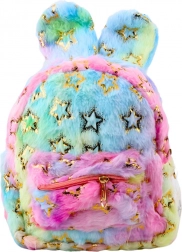 Zainetto Peluche per Bambini con Orecchie e Stelline Dorate, Colorato 24 cm