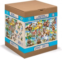 Puzzle in legno 2in1 Cartoline degli animali WOODEN CITY, 505 pezzi