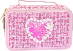 Astuccio Tweed a Tre Scomparti Rosa Chiaro