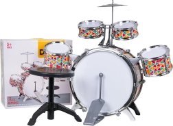 Batteria colorata per bambini con sgabello