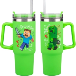 Bicchiere termico da viaggio Minecraft con cannuccia 900 ml