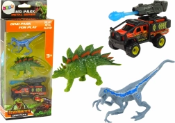 Set di dinosauri con fuoristrada e lanciarazzi – blu