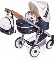 passeggino pieghevole per bambole 3 in 1 con zainetto top collection 70 cm
