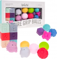 Set sensoriale in schiuma per bambini 6m+ – palline, cubi e animaletti, 16 pz