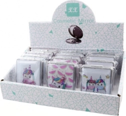 Specchietto tascabile con glitter a sabbia e unicorni