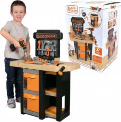 Smoby BLACK+DECKER banco da lavoro aperto per bambini Bricolo, 37 pezzi