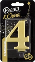 Candela per torta dorata numero 4