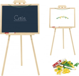 Cavalletto in legno Jeujura con lavagna multifunzione