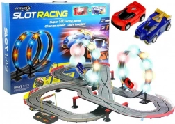 Set pista slot da corsa con loop LED 1:43, 2 auto