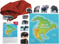 Nord America e i suoi animali – puzzle in legno 16 pezzi e 10 animali