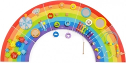 Pannello sensoriale e manipolativo da parete in legno a forma di arcobaleno FSC – Viga