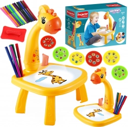 Tavolino da disegno con proiettore Giraffa con pennarelli WOOPIE