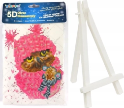 Pittura diamantata gufo rosa 15 × 20 cm con supporto