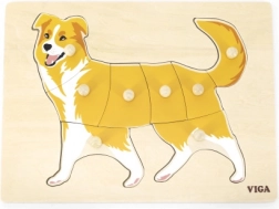 Puzzle a incastri Montessori in legno - cane VIGA