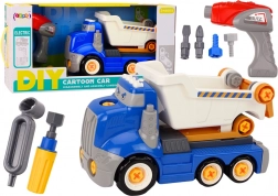 Camion ribaltabile da costruzione disegnato DIY – blu