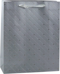 Borsa regalo di carta grigia elegante con punti dorati