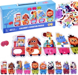 Puzzle educativo treno con alfabeto e animali, 40 pezzi