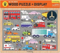 mudpuppy puzzle in legno mezzi di trasporto con supporto 100 pezzi