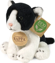 Gatto di peluche bianco‑nero seduto 14 cm eco friendly