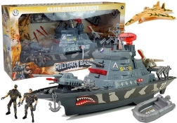 Nave militare con base, luci e suoni