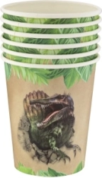 Bicchieri di carta a tema dinosauri 250 ml, 6 pz