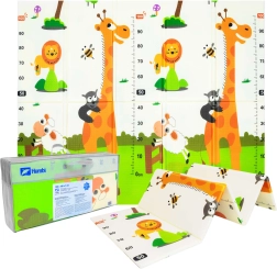 Humbi tappetino gioco pieghevole bifacciale in schiuma XPE con animali e metro 180 × 150 × 1 cm