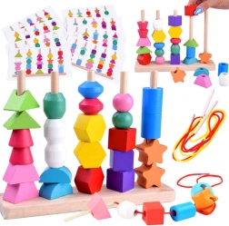 Puzzle educativo in legno e set di infilatura 25 pezzi