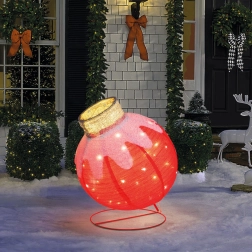 Decorazione luminosa a forma di sfera natalizia con 60 LED, rossa