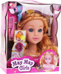 Testa per styling con capelli biondi e accessori