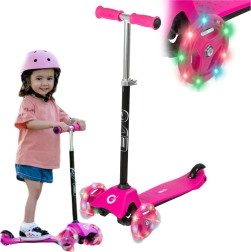 EVO Light Up Mini Cruiser monopattino a tre ruote per bambini rosa con ruote luminose