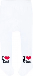 collant di cotone New Baby bianchi I Love Mum and Dad