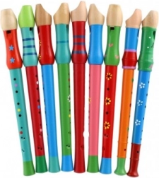 Flauto in legno con design colorato