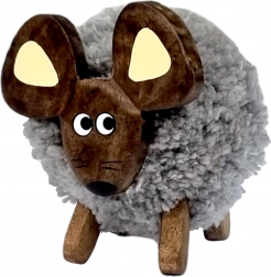 Decorativa topolina in legno con pelliccia tessile