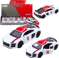 Auto sportivo in metallo 1:43 con meccanismo pull-back e portiere apribili – bianco