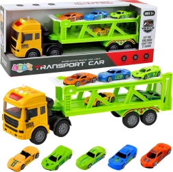 Set di trasporto e carro attrezzi verde con mini auto con luci e suoni