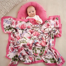 Coperta muslin di bambù Magnolia Lovebirds 106x106 cm