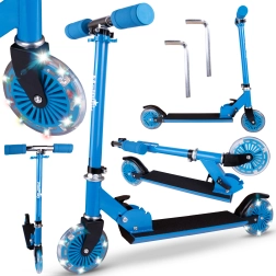 Monopattino a due ruote con ruote luminose blu