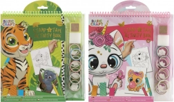 Libro da colorare con timbri e adesivi