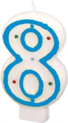 Candela numero 8 con puntini colorati Amscan
