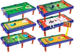 Tavolo da gioco per bambini 6 in 1 – calcetto, biliardo, hockey, basket, bowling e golf