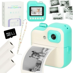 Fotocamera istantanea per bambini con stampante termica e scheda da 32 GB – Verde