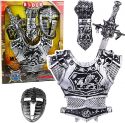Grande set maschera armatura spada cavaliere argento