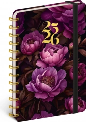 Agenda a spirale 18 mesi Petito – Fiori viola 2025/2026