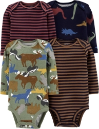 Body per neonato Carter's a manica lunga brown/navy, 4 pz, taglia 56 (NB)