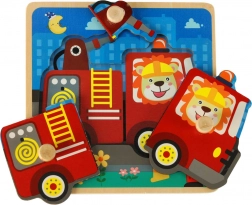 Puzzle in legno camion dei pompieri per bambini