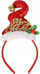 Cerchietto natalizio con cappellino e campanellino Merry Christmas
